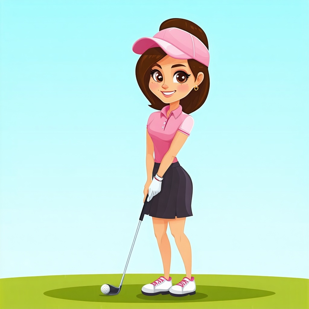 cartoon lady golfer